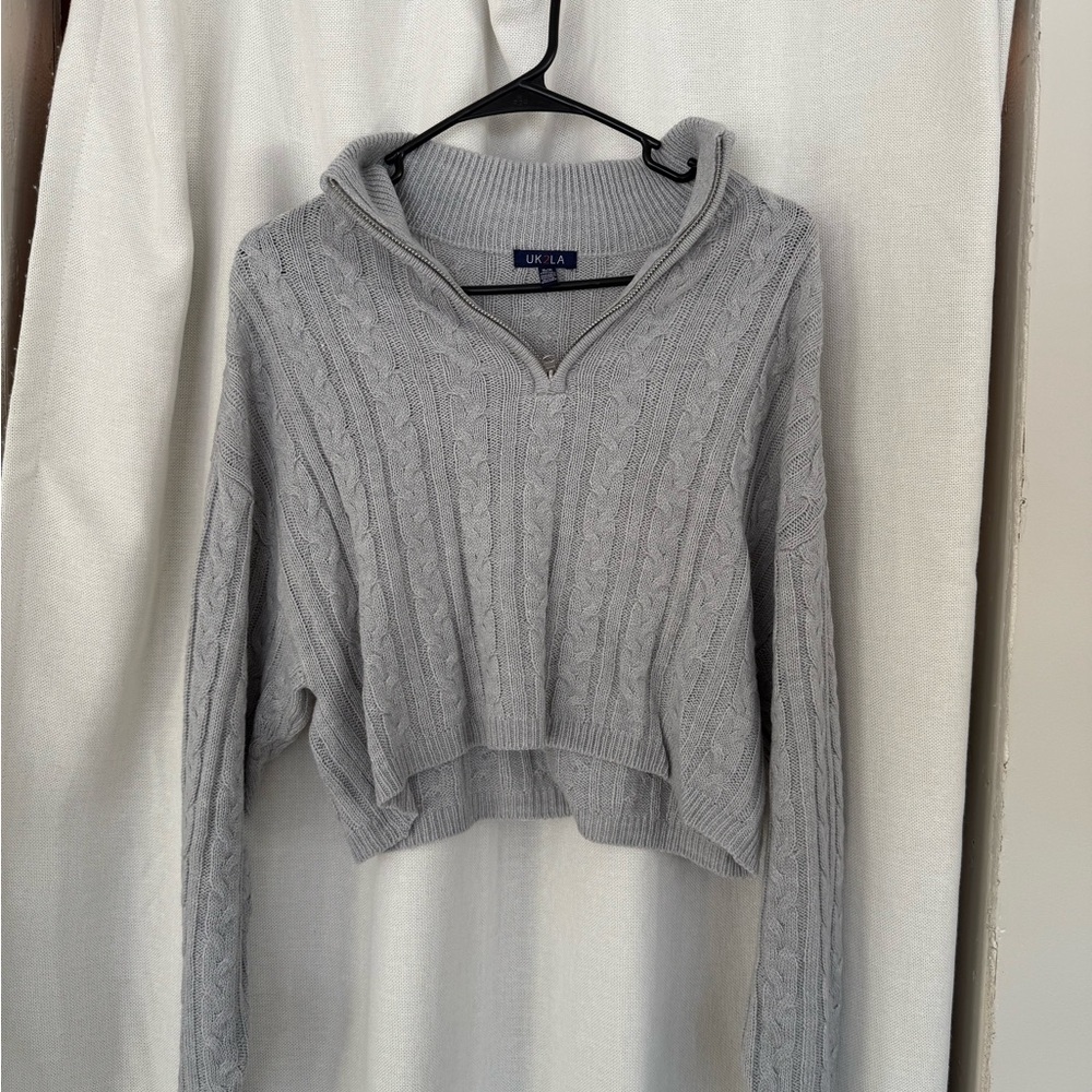 Gray Cable Knit Sweater